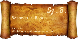 Sztancsik Bence névjegykártya